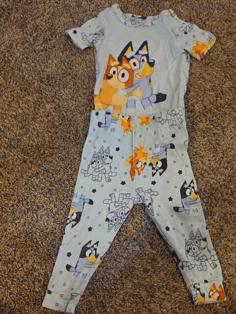 Bluey Kids Two-Piece Pajama with Cartoon Dog Print